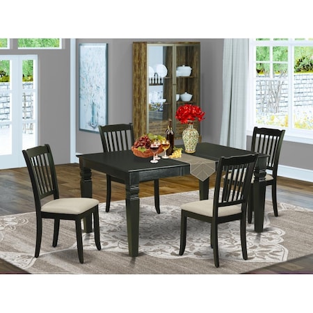 East West Furniture 5 Piece Weston Dining Set - Black WEDA5-BLK-C